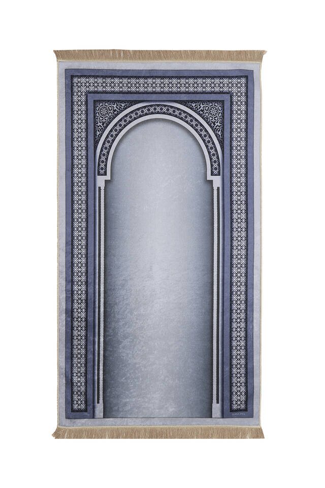 İndigo Kadife Halı Seccade - Bursa İpek