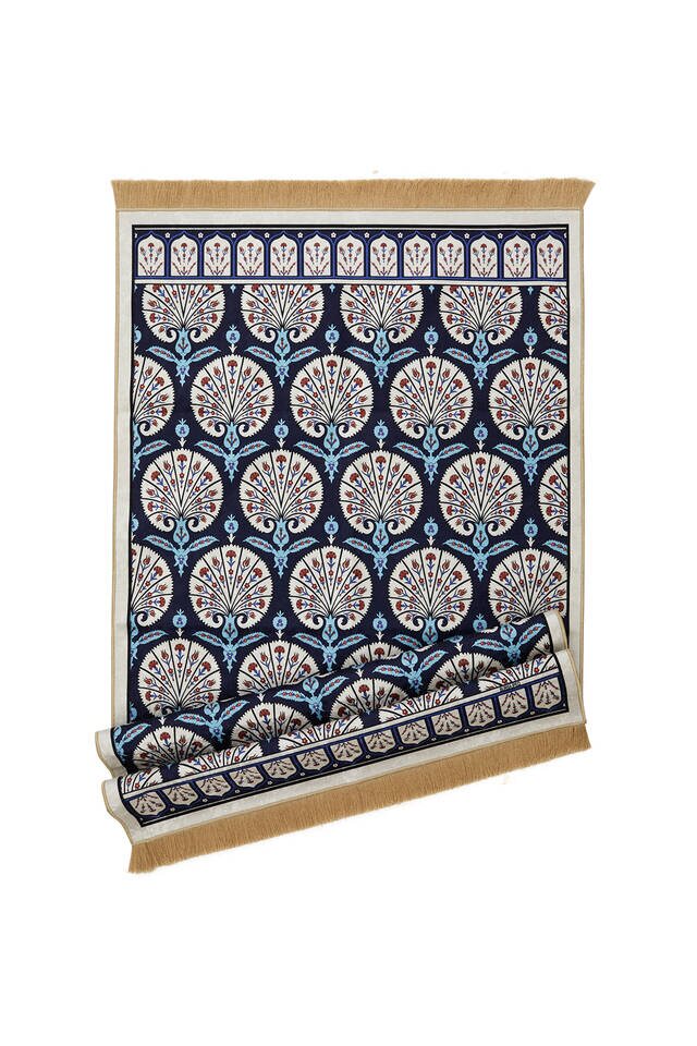 Lacivert Kadife Halı Seccade - 4