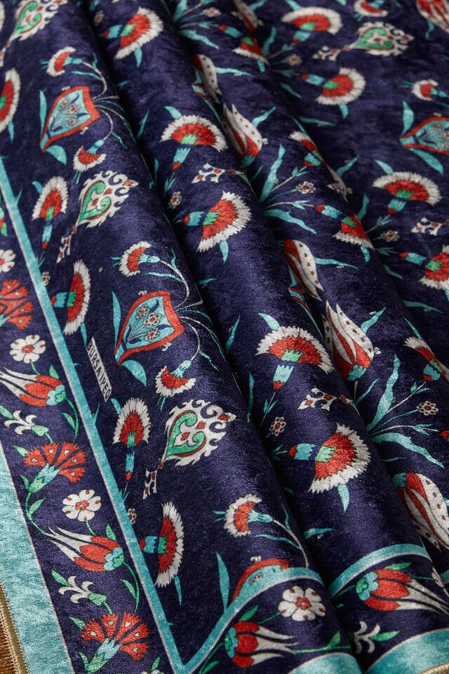 Lacivert Kadife Halı Seccade - 2