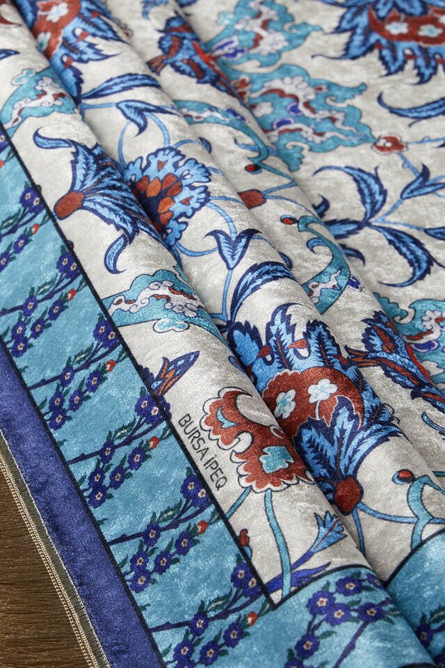 Lacivert Kadife Halı Seccade - 2