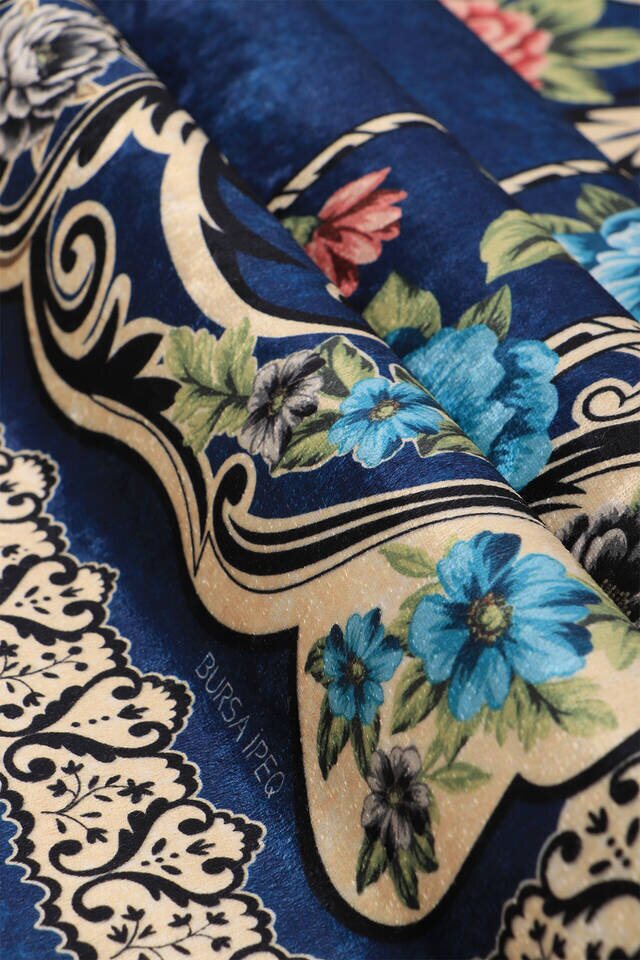 Lacivert Kadife Halı Seccade - 2