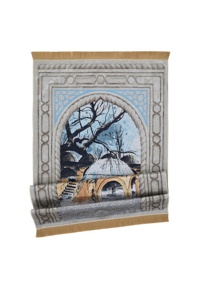 Gri Kadife Halı Seccade - 4