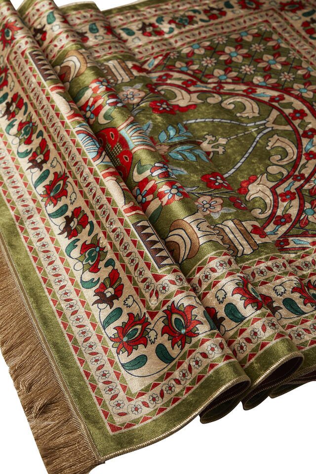 Yeşil Kadife Halı Seccade - 3