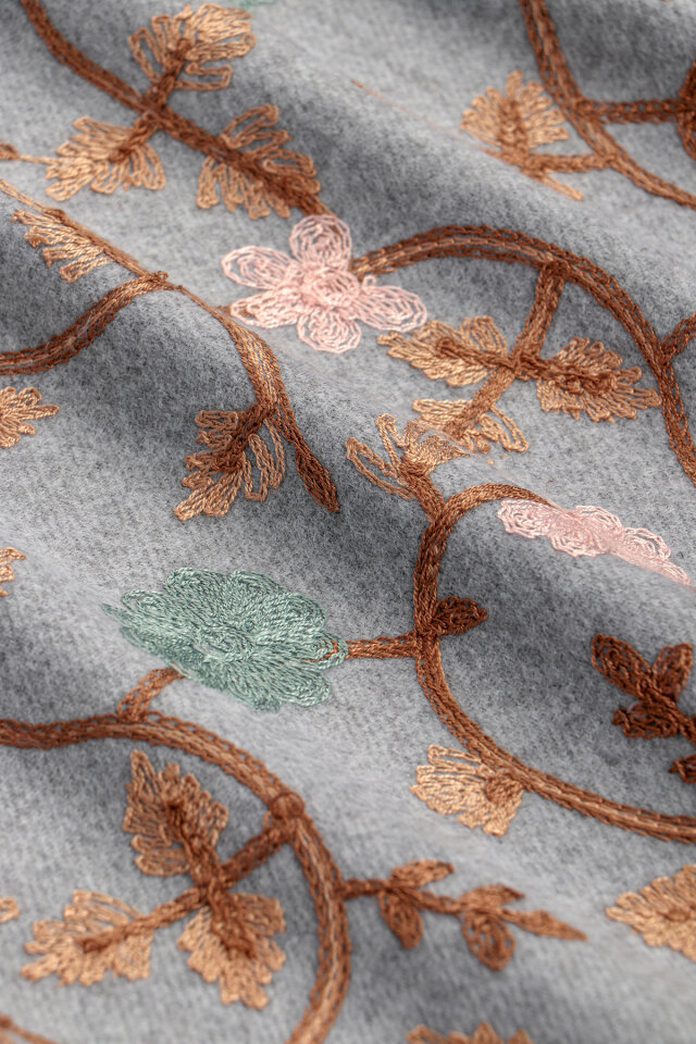 Gümüş Nakışlı Kışlık Şal - 4