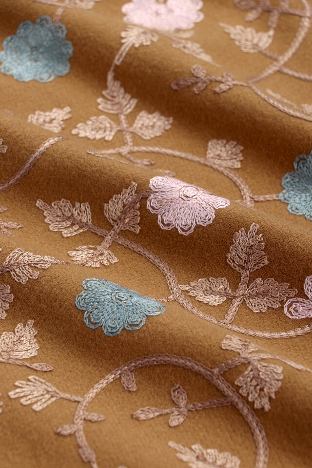 Koyu Hardal Nakışlı Kışlık Şal - 4