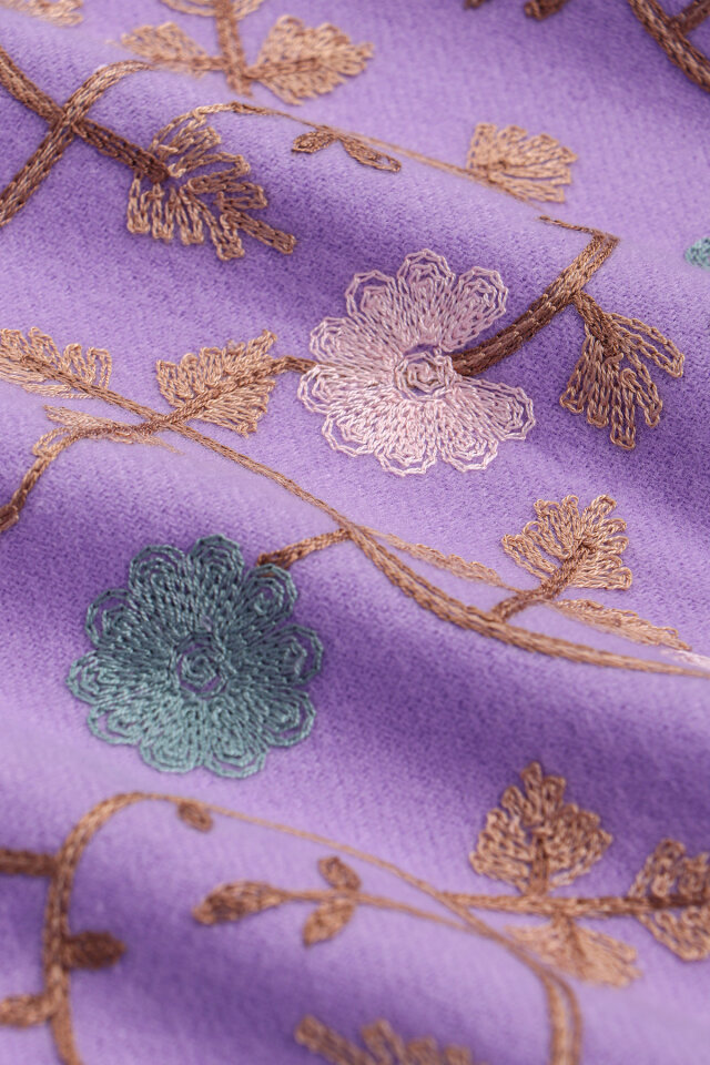 Lila Nakışlı Kışlık Şal - 4