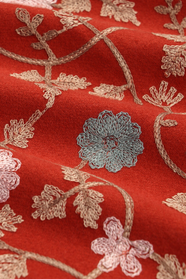 Cinnamon Embroidered Winter Shawl - 4