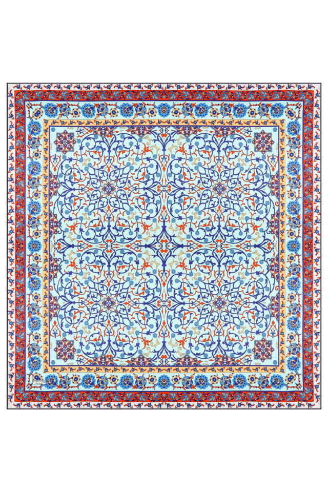 Blue Ivy Pattern Sura Silk Scarf - 3