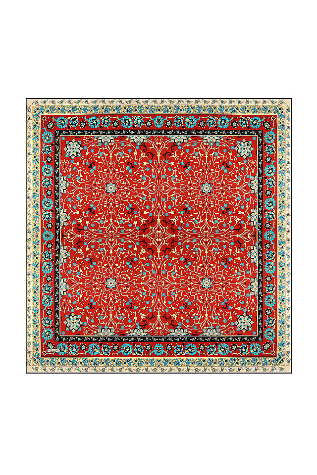 Burgundy Ivy Pattern Sura Silk Scarf 