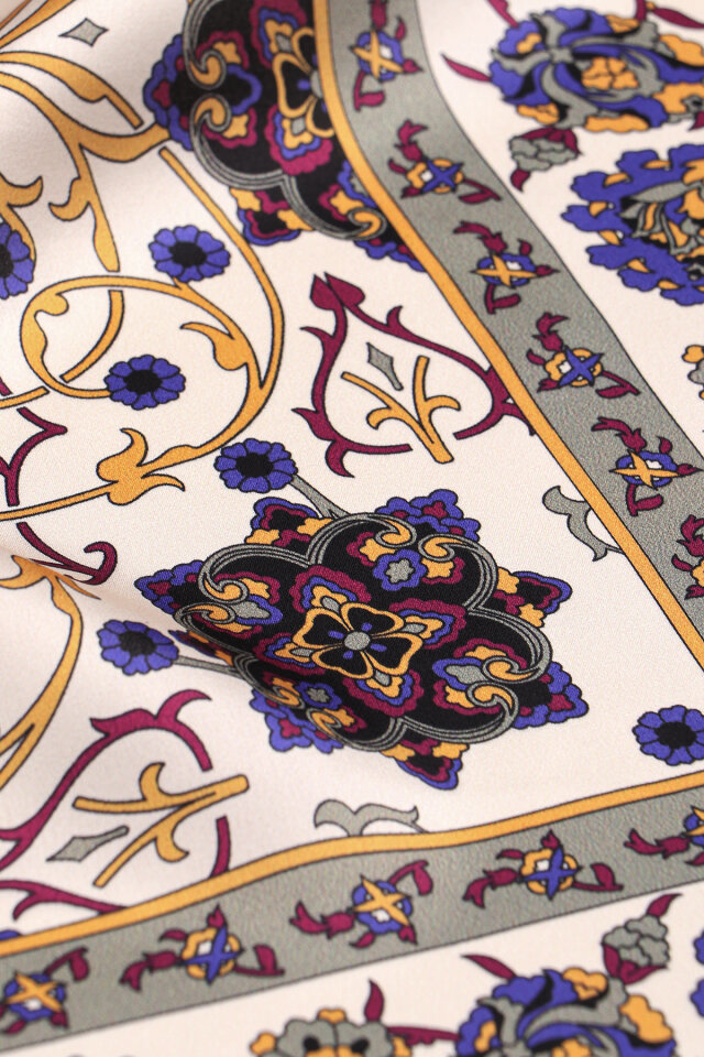 Gray Ivy Pattern Sura Silk Scarf - 4