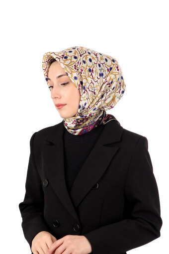Gray Ivy Pattern Sura Silk Scarf 