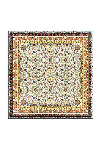 Khaki Ivy Pattern Sura Silk Scarf 