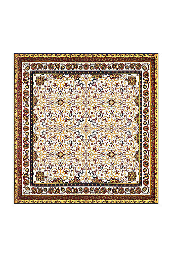 Mustard Ivy Pattern Sura Silk Scarf 