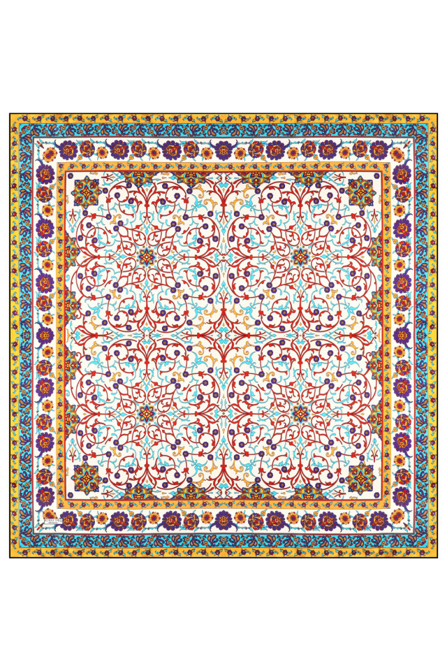 Purple Ivy Pattern Sura Silk Scarf - 3