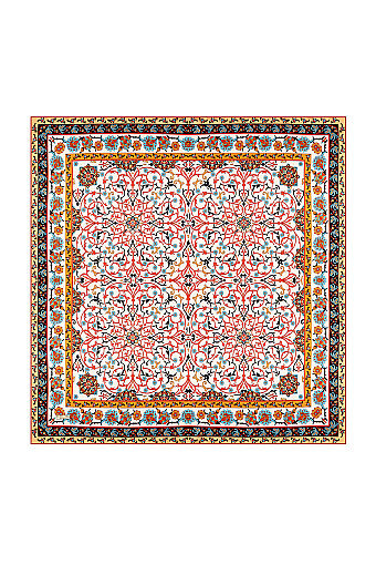 Red Ivy Pattern Sura Silk Scarf 