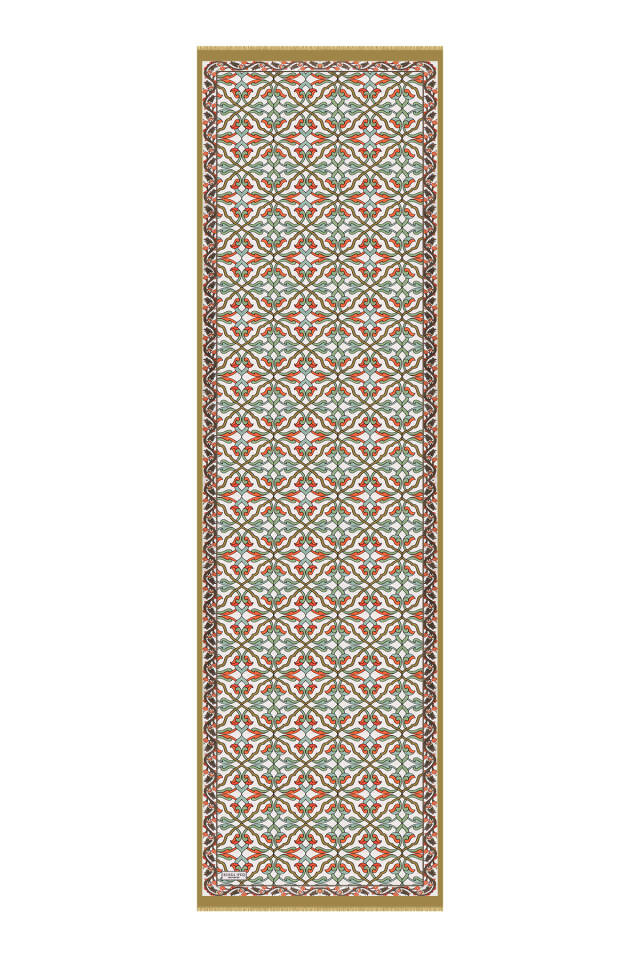 Oil Green Ivy Pattern Voile Silk Scarf - 4