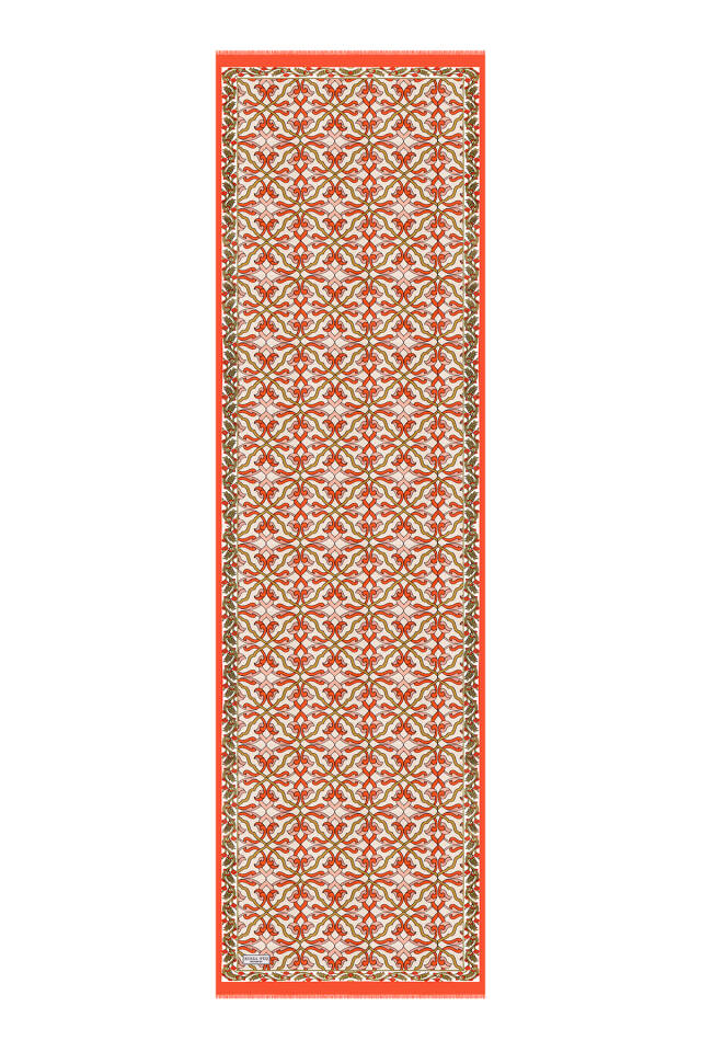 Tile Ivy Pattern Voile Silk Scarf - 4