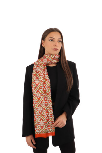 Tile Ivy Pattern Voile Silk Scarf 