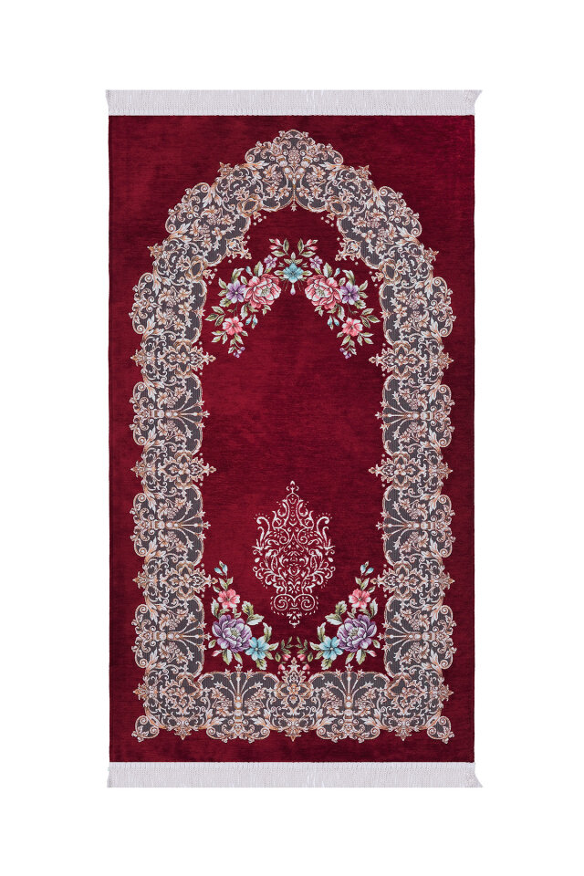 Bordo Jüriye Desen Özel Dokuma Seccade - Bursa İpek