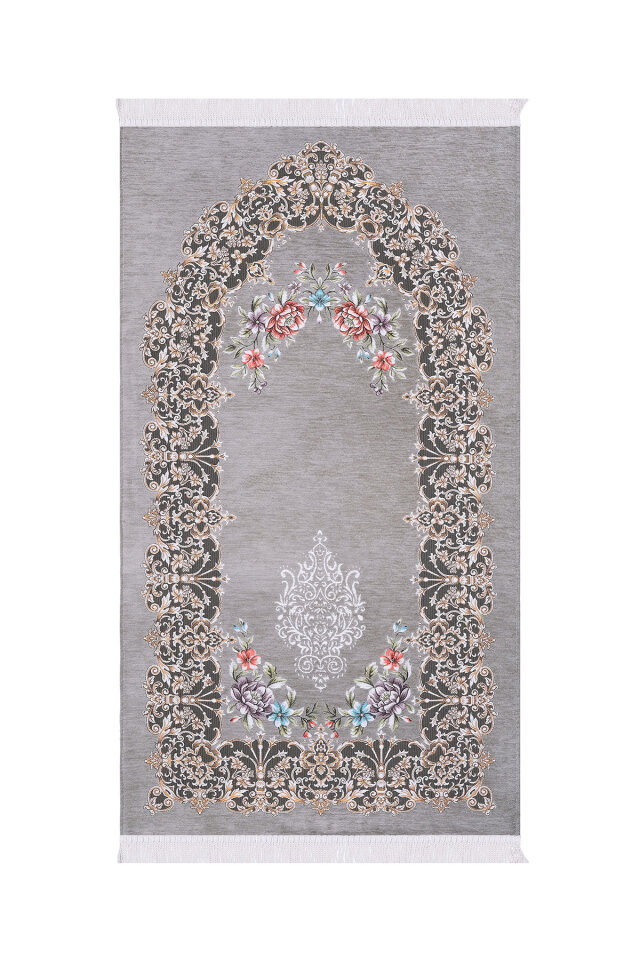 Gri Jüriye Desen Özel Dokuma Seccade - Bursa İpek