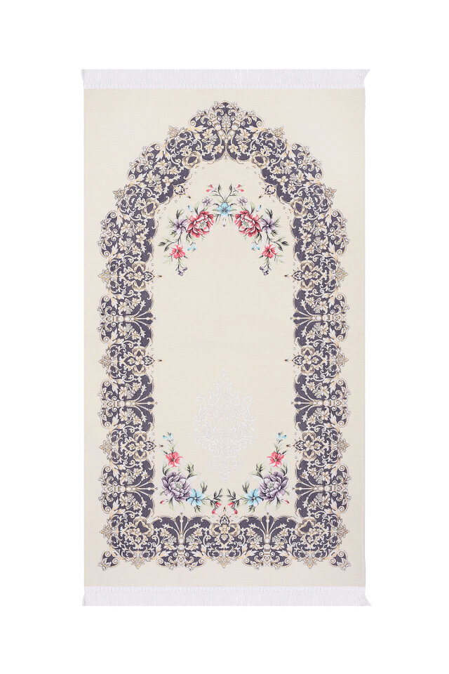 Krem Jüriye Desen Özel Dokuma Seccade - Bursa İpek