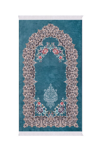 Petrol Mavi Jüriye Desen Özel Dokuma Seccade 