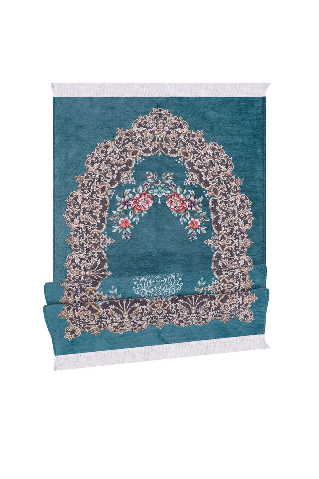 Petrol Mavi Jüriye Desen Özel Dokuma Seccade - 4