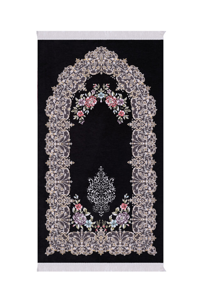 Siyah Jüriye Desen Özel Dokuma Seccade - Bursa İpek