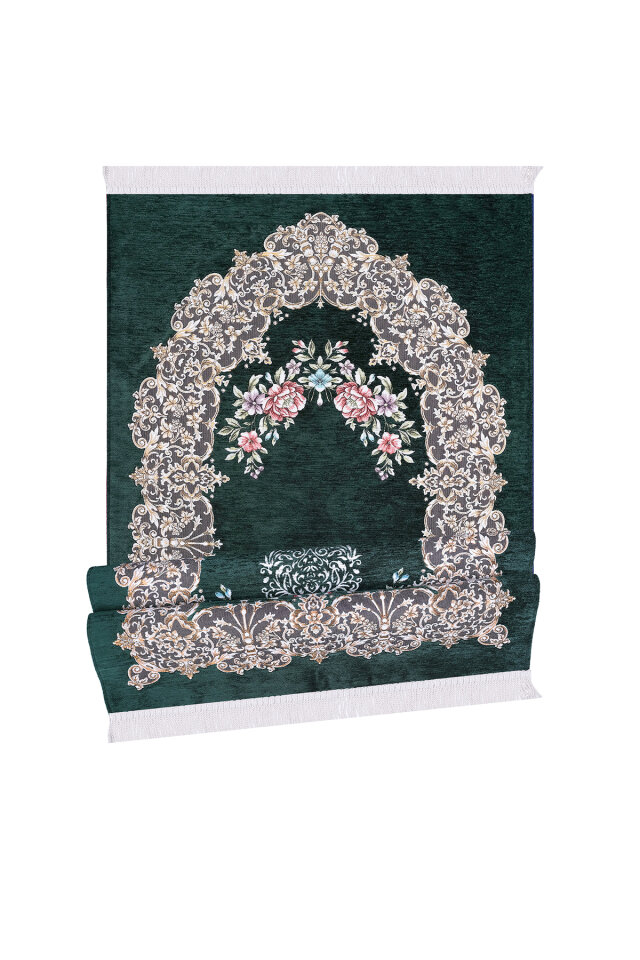 Yeşil Jüriye Desen Özel Dokuma Seccade - 4