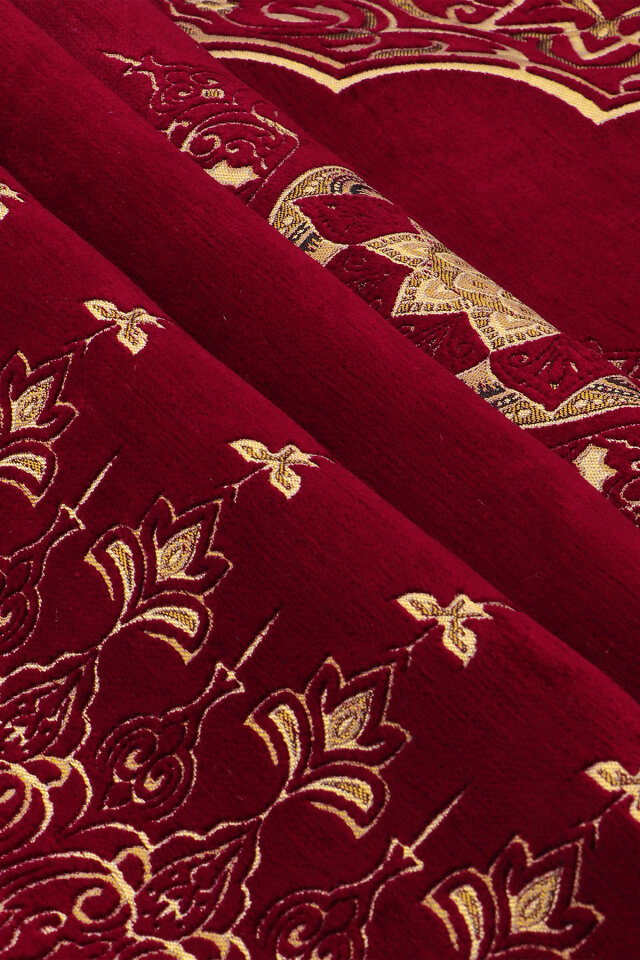 Bordo Mandala Desen Kabartmalı Özel Dokuma Seccade - 2