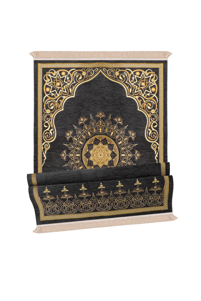 Füme Mandala Desen Kabartmalı Özel Dokuma Seccade - 4