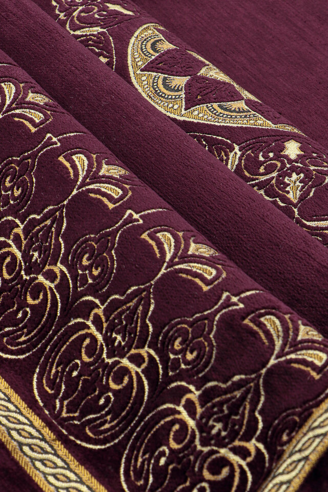 Mürdüm Mandala Desen Kabartmalı Özel Dokuma Seccade - 2