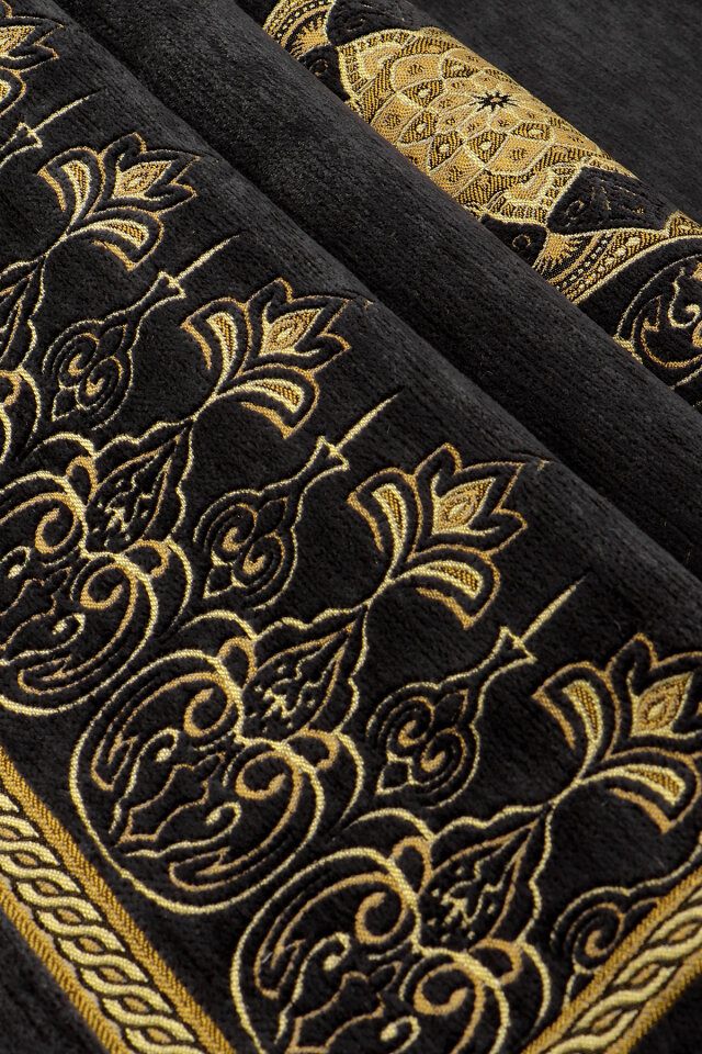 Siyah Mandala Desen Kabartmalı Özel Dokuma Seccade - 2