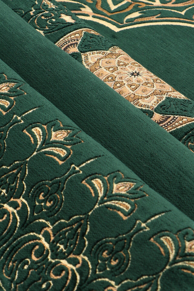 Yeşil Mandala Desen Kabartmalı Özel Dokuma Seccade - 2