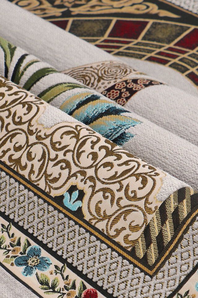 Gri Mihrap Lale Desen Kabartmalı Özel Dokuma Seccade - 2