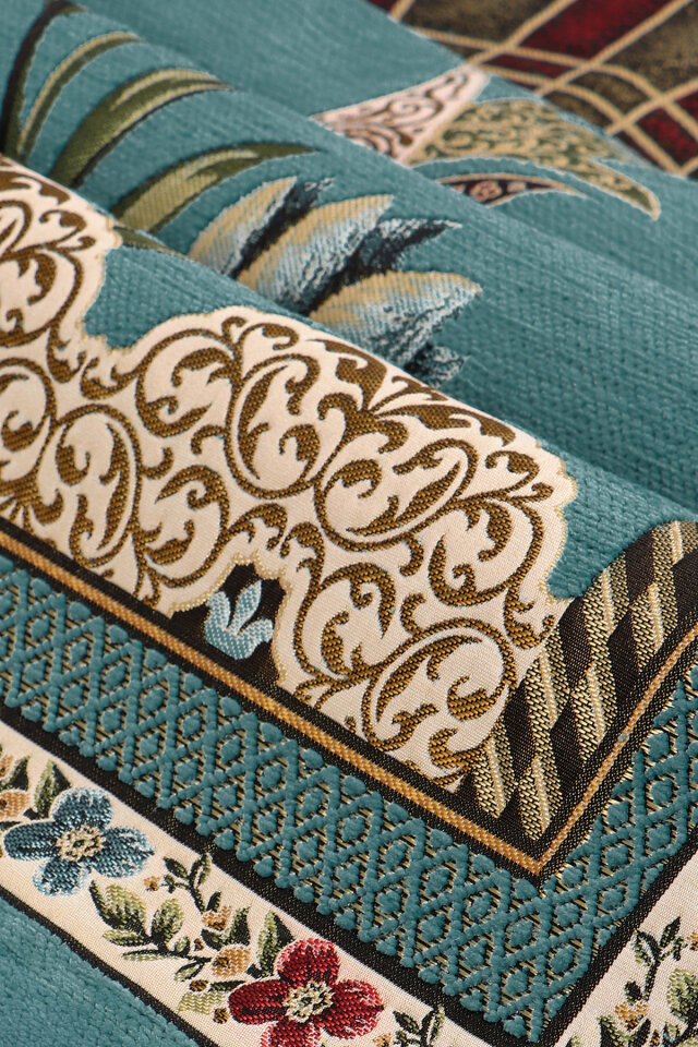 Petrol Mavi Mihrap Lale Desen Kabartmalı Özel Dokuma Seccade - 2