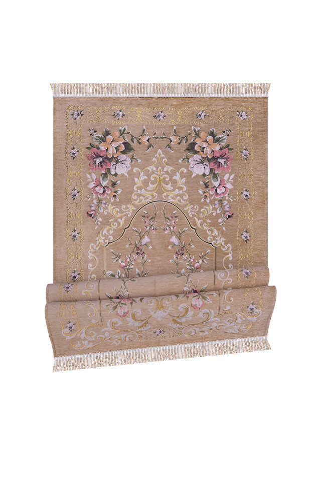 Bej Gülbahçe Desen Kabartmalı Özel Dokuma Seccade - 4