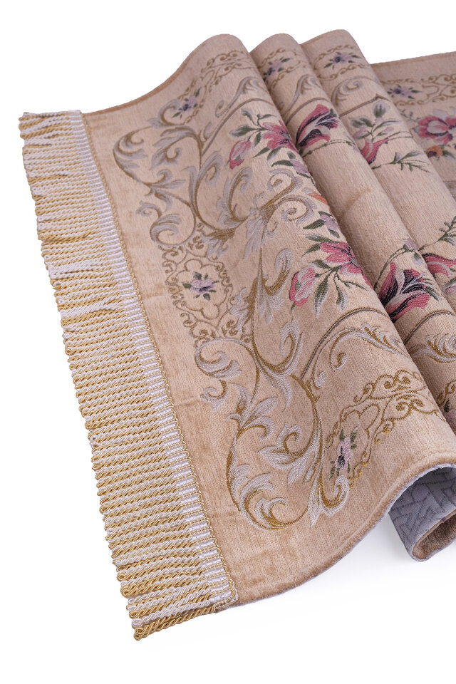 Bej Gülbahçe Desen Kabartmalı Özel Dokuma Seccade - 3