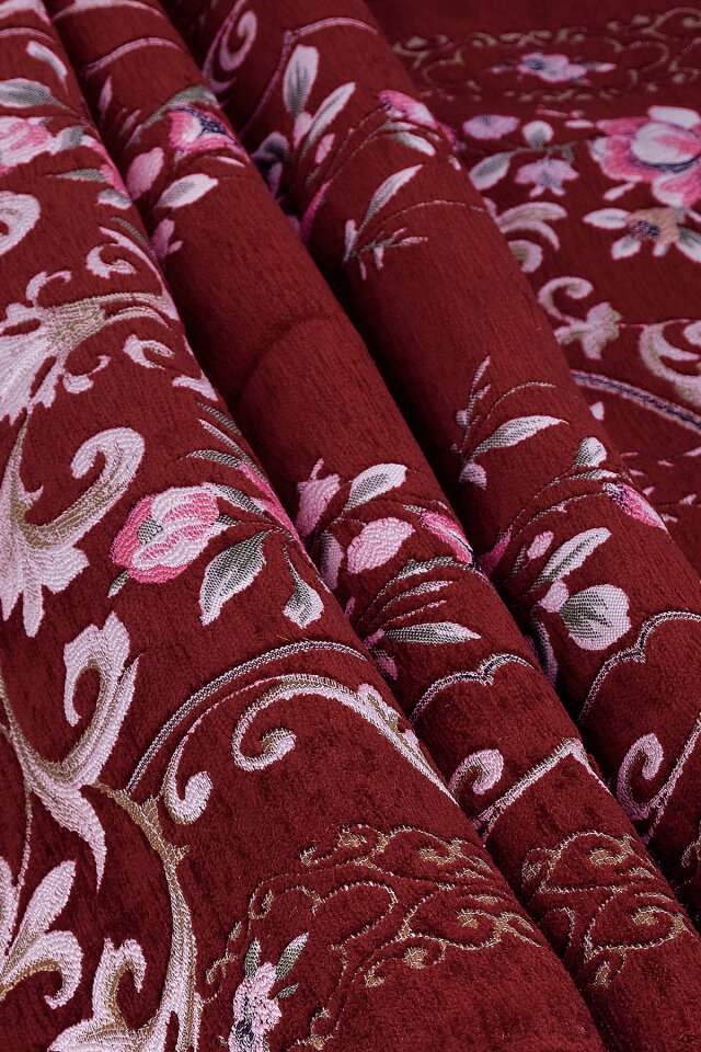 Bordo Gülbahçe Desen Kabartmalı Özel Dokuma Seccade - 2