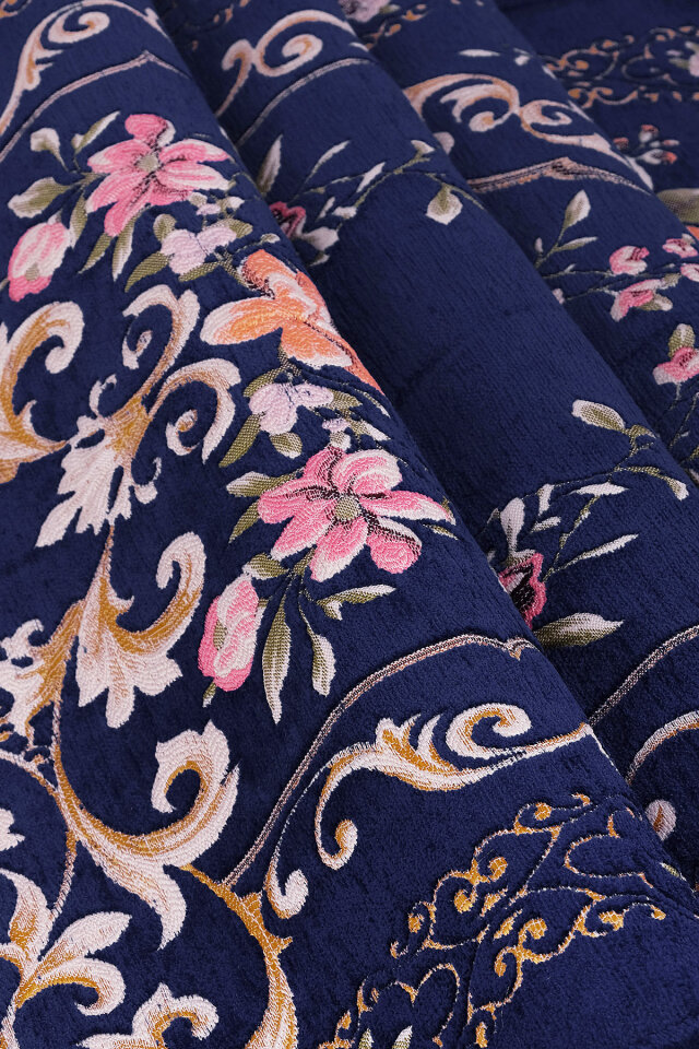 Lacivert Gülbahçe Desen Kabartmalı Özel Dokuma Seccade - 2