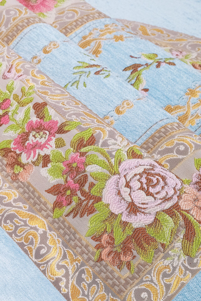 Mavi Mihrap Desen Kabartmalı Özel Dokuma Seccade - 2