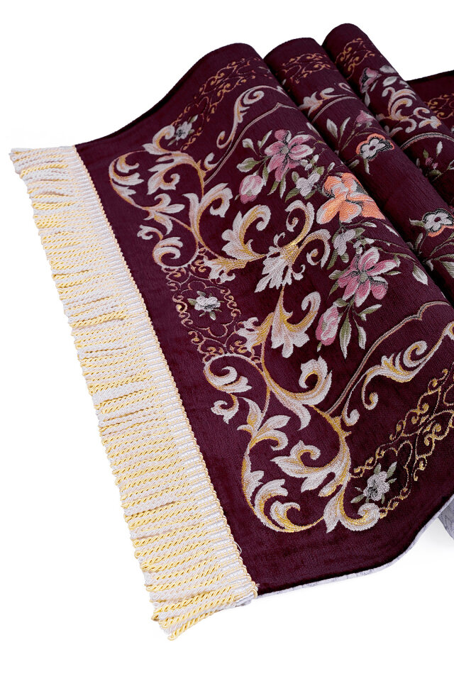 Mürdüm Gülbahçe Desen Kabartmalı Özel Dokuma Seccade - 3