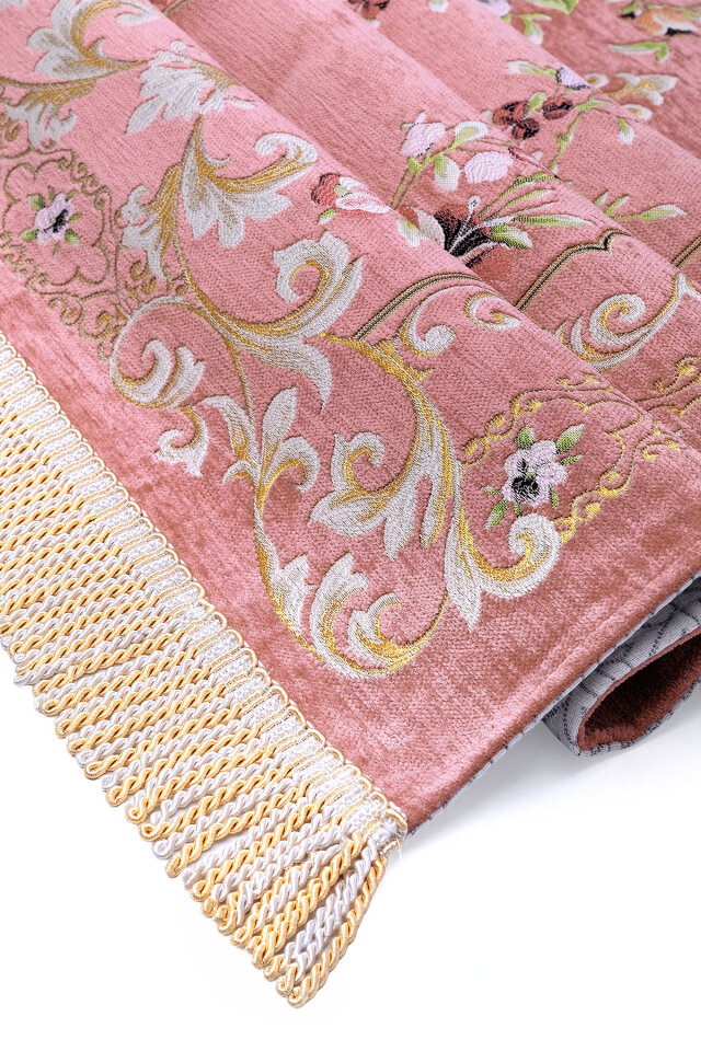 Pembe Gülbahçe Desen Kabartmalı Özel Dokuma Seccade - 3