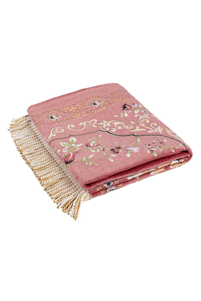 Pembe Gülbahçe Desen Kabartmalı Özel Dokuma Seccade - 5