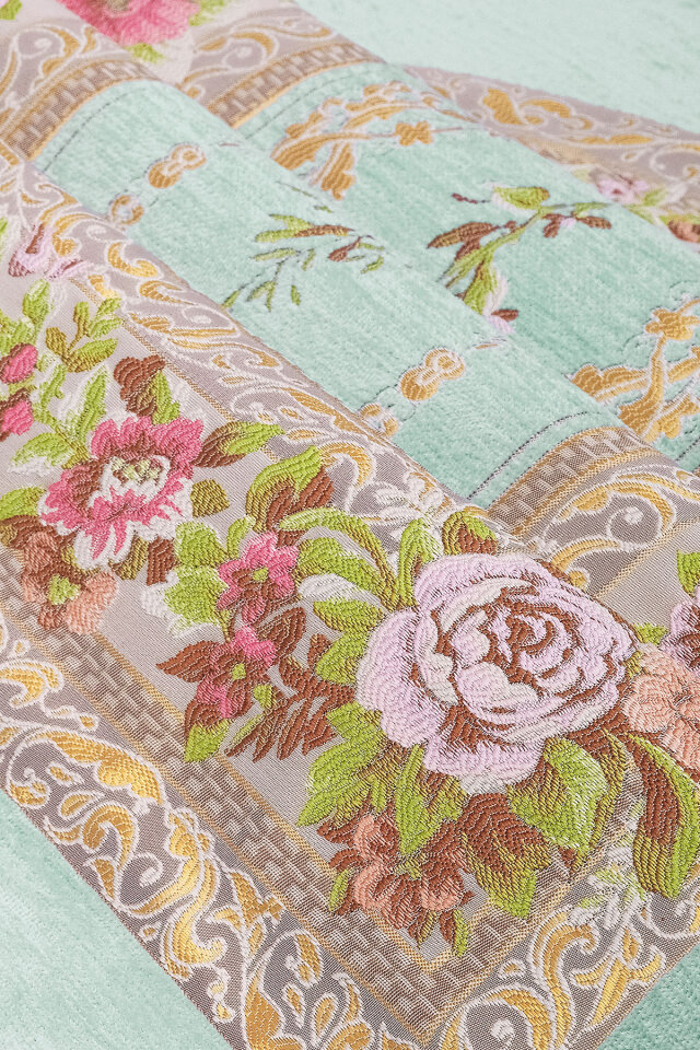 Su Yeşil Mihrap Desen Kabartmalı Özel Dokuma Seccade - 2