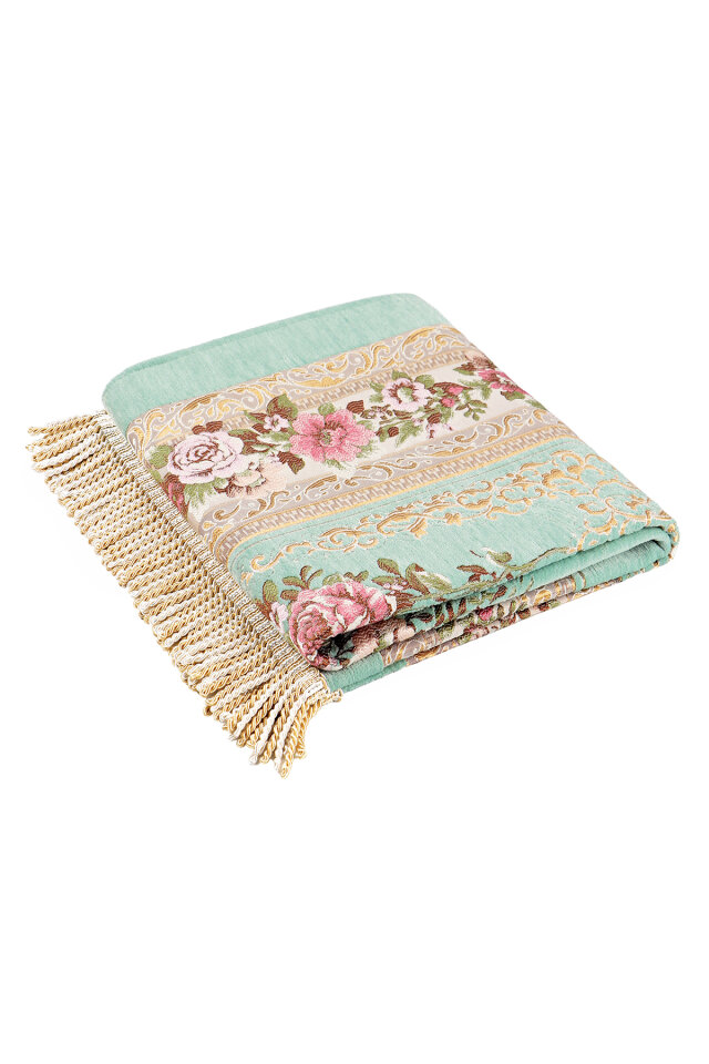 Su Yeşil Mihrap Desen Kabartmalı Özel Dokuma Seccade - 5