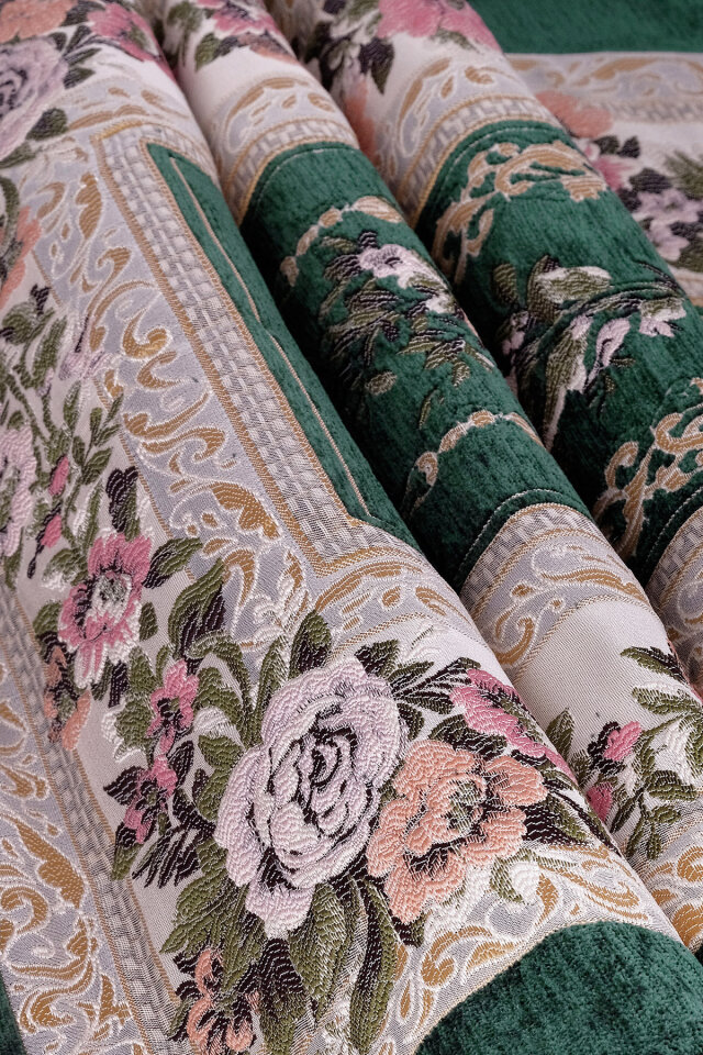 Yeşil Mihrap Desen Kabartmalı Özel Dokuma Seccade - 2