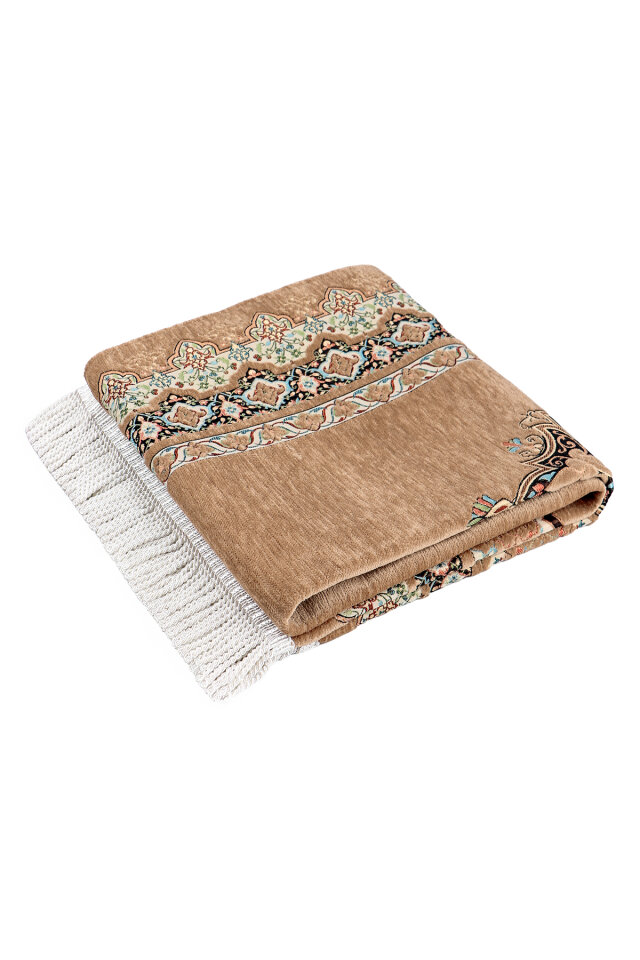 Bej Rumi Desen Kabartmalı Özel Dokuma Seccade - 5