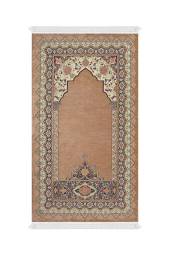 Bej Rumi Desen Kabartmalı Özel Dokuma Seccade 