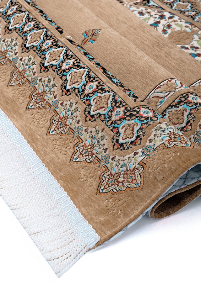 Bej Rumi Desen Kabartmalı Özel Dokuma Seccade - 3